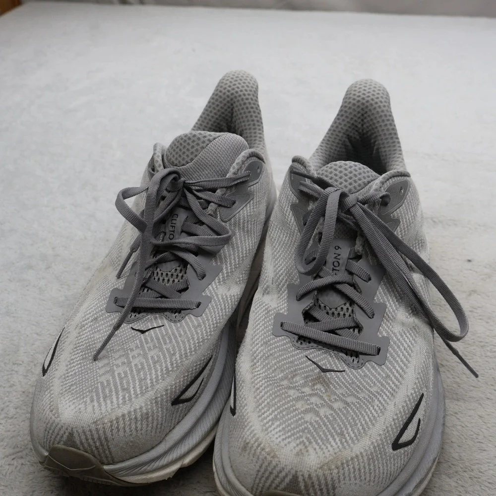 Hoka‎ Mens 13D Athletic Shoes Grey Clifton 9 Mesh Running Lightweight Cushioned